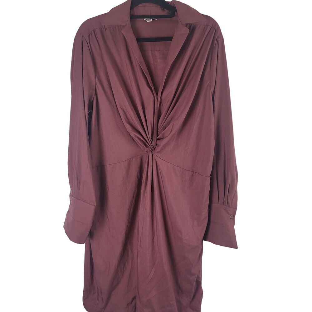 BYRON Byron Lars Twist Front Shirt Dress 18W Womens‎ Plus Size Mauve Above Knee